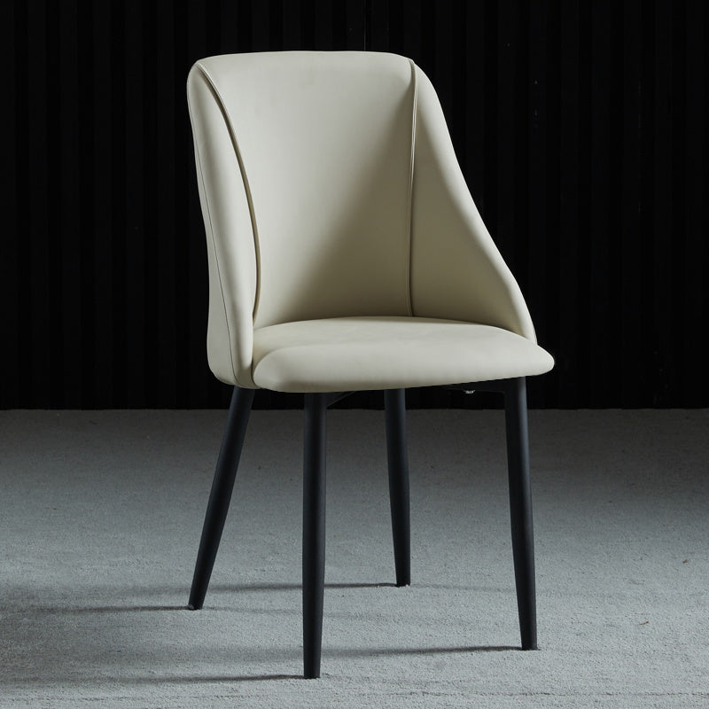 Leather Upholstered Armless Dining Chairs Home Side Chairs with Metal Legs Light Gray 1 Piece Black Clearhalo ' kitchen&dining_furn' 'Dining Chairs' 'Dining Tables & Seating' 'dining_chair' 'furn' 'furn_dining_chair' 'Furniture' 'furniture_dining_chair' 'Kitchen & Dining Furniture' 'kitchen' 4055811