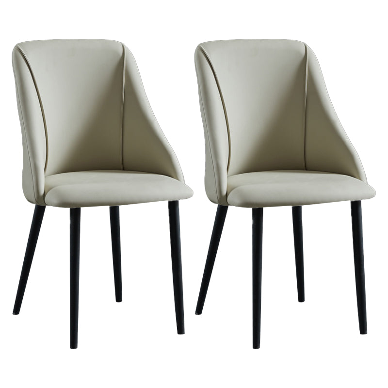Leather Upholstered Armless Dining Chairs Home Side Chairs with Metal Legs Light Gray 2 Piece Set Black Clearhalo ' kitchen&dining_furn' 'Dining Chairs' 'Dining Tables & Seating' 'dining_chair' 'furn' 'furn_dining_chair' 'Furniture' 'furniture_dining_chair' 'Kitchen & Dining Furniture' 'kitchen' 4055813