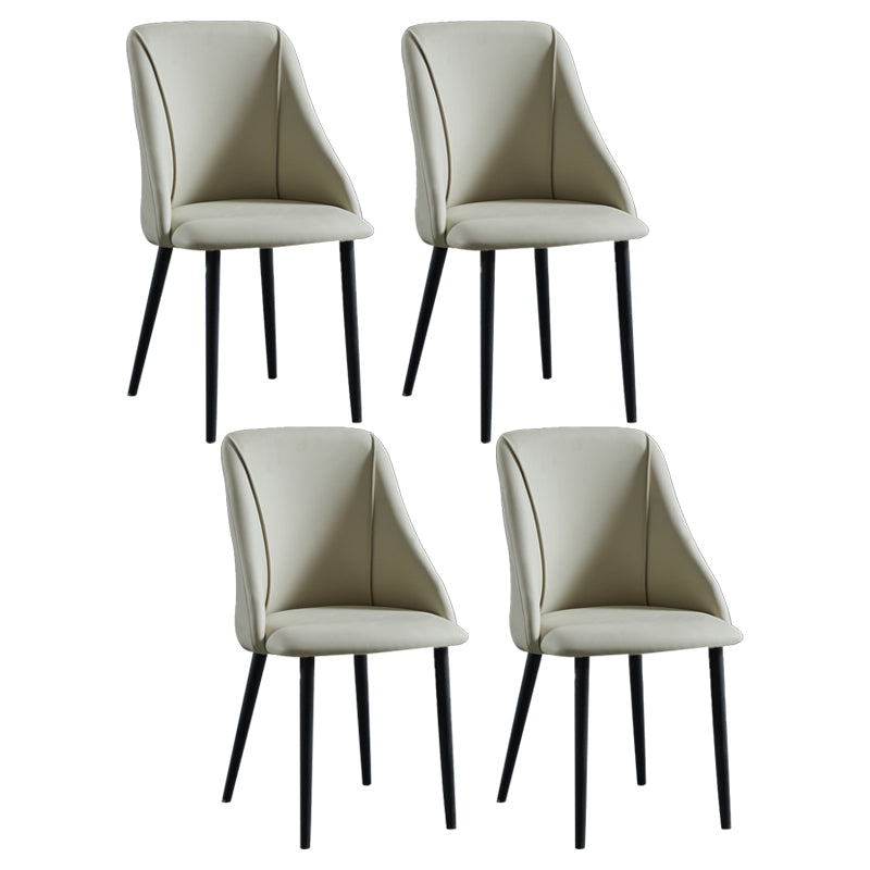 Leather Upholstered Armless Dining Chairs Home Side Chairs with Metal Legs Light Gray 4 Piece Set Black Clearhalo ' kitchen&dining_furn' 'Dining Chairs' 'Dining Tables & Seating' 'dining_chair' 'furn' 'furn_dining_chair' 'Furniture' 'furniture_dining_chair' 'Kitchen & Dining Furniture' 'kitchen' 4055814