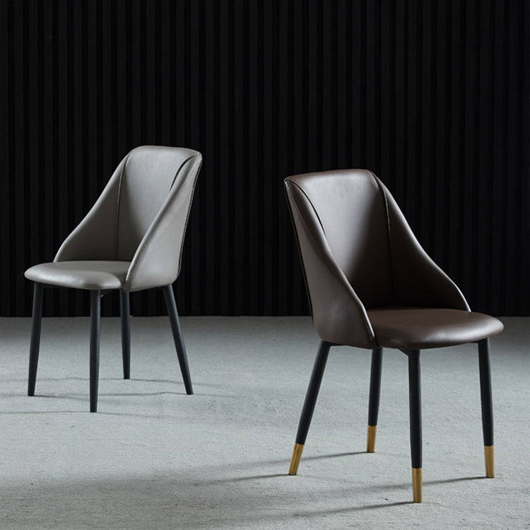 Leather Upholstered Armless Dining Chairs Home Side Chairs with Metal Legs Clearhalo ' kitchen&dining_furn' 'Dining Chairs' 'Dining Tables & Seating' 'dining_chair' 'furn' 'furn_dining_chair' 'Furniture' 'furniture_dining_chair' 'Kitchen & Dining Furniture' 'kitchen' 4055816