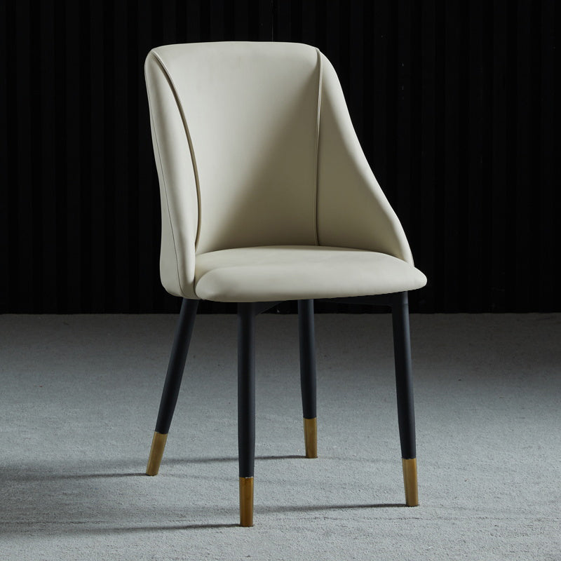 Leather Upholstered Armless Dining Chairs Home Side Chairs with Metal Legs Light Gray 1 Piece Brass Gold Clearhalo ' kitchen&dining_furn' 'Dining Chairs' 'Dining Tables & Seating' 'dining_chair' 'furn' 'furn_dining_chair' 'Furniture' 'furniture_dining_chair' 'Kitchen & Dining Furniture' 'kitchen' 4055817