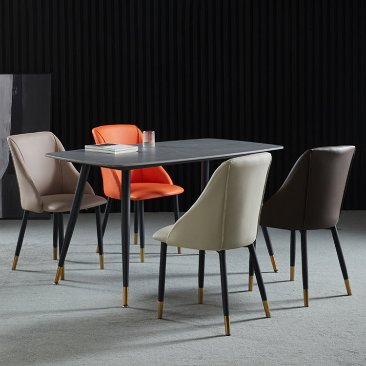 Leather Upholstered Armless Dining Chairs Home Side Chairs with Metal Legs Clearhalo ' kitchen&dining_furn' 'Dining Chairs' 'Dining Tables & Seating' 'dining_chair' 'furn' 'furn_dining_chair' 'Furniture' 'furniture_dining_chair' 'Kitchen & Dining Furniture' 'kitchen' 4055820