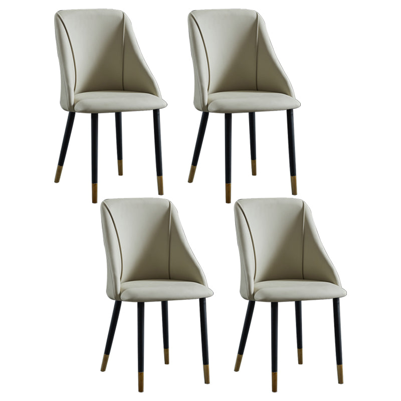 Leather Upholstered Armless Dining Chairs Home Side Chairs with Metal Legs Light Gray 4 Piece Set Brass Gold Clearhalo ' kitchen&dining_furn' 'Dining Chairs' 'Dining Tables & Seating' 'dining_chair' 'furn' 'furn_dining_chair' 'Furniture' 'furniture_dining_chair' 'Kitchen & Dining Furniture' 'kitchen' 4055821
