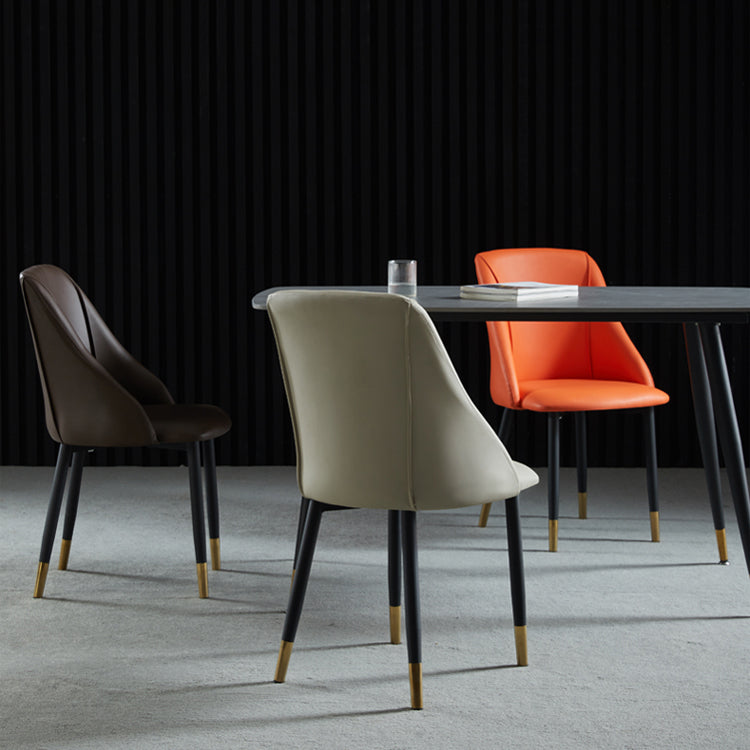 Leather Upholstered Armless Dining Chairs Home Side Chairs with Metal Legs Clearhalo ' kitchen&dining_furn' 'Dining Chairs' 'Dining Tables & Seating' 'dining_chair' 'furn' 'furn_dining_chair' 'Furniture' 'furniture_dining_chair' 'Kitchen & Dining Furniture' 'kitchen' 4055822