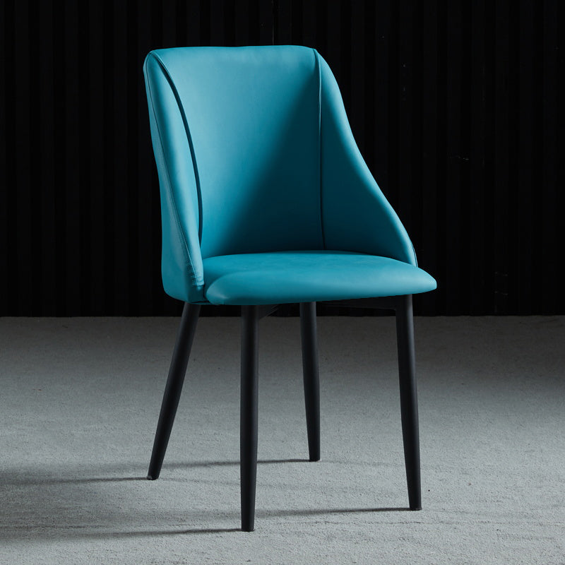 Leather Upholstered Armless Dining Chairs Home Side Chairs with Metal Legs Blue 1 Piece Black Clearhalo ' kitchen&dining_furn' 'Dining Chairs' 'Dining Tables & Seating' 'dining_chair' 'furn' 'furn_dining_chair' 'Furniture' 'furniture_dining_chair' 'Kitchen & Dining Furniture' 'kitchen' 4055823