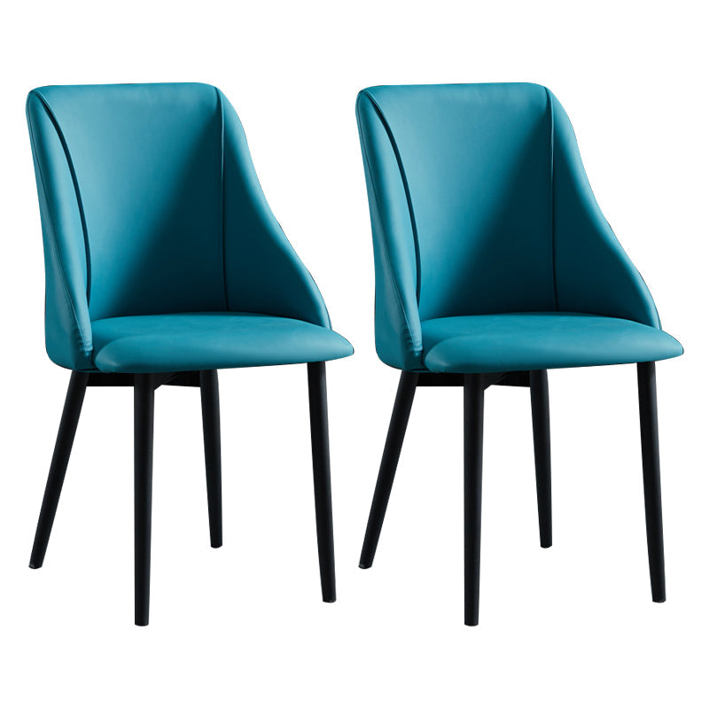 Leather Upholstered Armless Dining Chairs Home Side Chairs with Metal Legs Blue 2 Piece Set Black Clearhalo ' kitchen&dining_furn' 'Dining Chairs' 'Dining Tables & Seating' 'dining_chair' 'furn' 'furn_dining_chair' 'Furniture' 'furniture_dining_chair' 'Kitchen & Dining Furniture' 'kitchen' 4055824