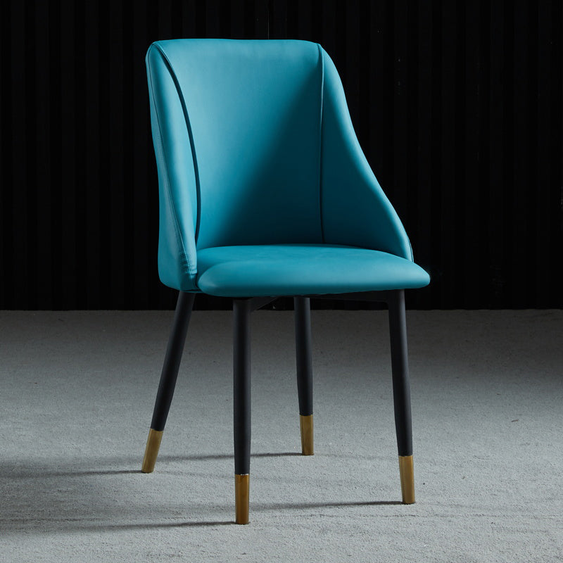 Leather Upholstered Armless Dining Chairs Home Side Chairs with Metal Legs Blue 1 Piece Brass Gold Clearhalo ' kitchen&dining_furn' 'Dining Chairs' 'Dining Tables & Seating' 'dining_chair' 'furn' 'furn_dining_chair' 'Furniture' 'furniture_dining_chair' 'Kitchen & Dining Furniture' 'kitchen' 4055826