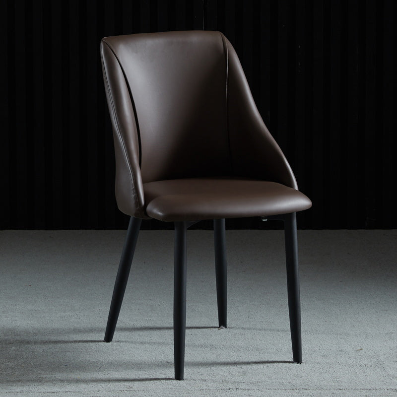 Leather Upholstered Armless Dining Chairs Home Side Chairs with Metal Legs Coffee 1 Piece Black Clearhalo ' kitchen&dining_furn' 'Dining Chairs' 'Dining Tables & Seating' 'dining_chair' 'furn' 'furn_dining_chair' 'Furniture' 'furniture_dining_chair' 'Kitchen & Dining Furniture' 'kitchen' 4055829