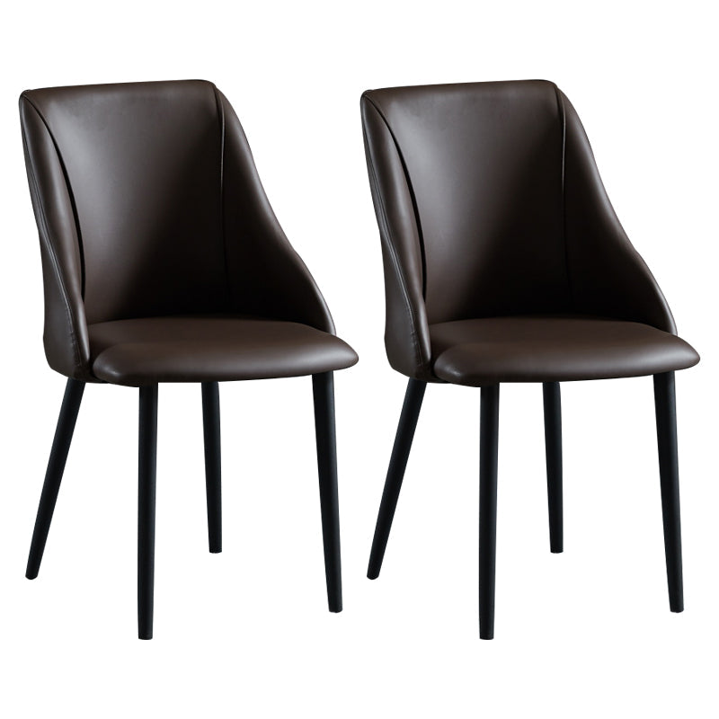 Leather Upholstered Armless Dining Chairs Home Side Chairs with Metal Legs Coffee 2 Piece Set Black Clearhalo ' kitchen&dining_furn' 'Dining Chairs' 'Dining Tables & Seating' 'dining_chair' 'furn' 'furn_dining_chair' 'Furniture' 'furniture_dining_chair' 'Kitchen & Dining Furniture' 'kitchen' 4055830
