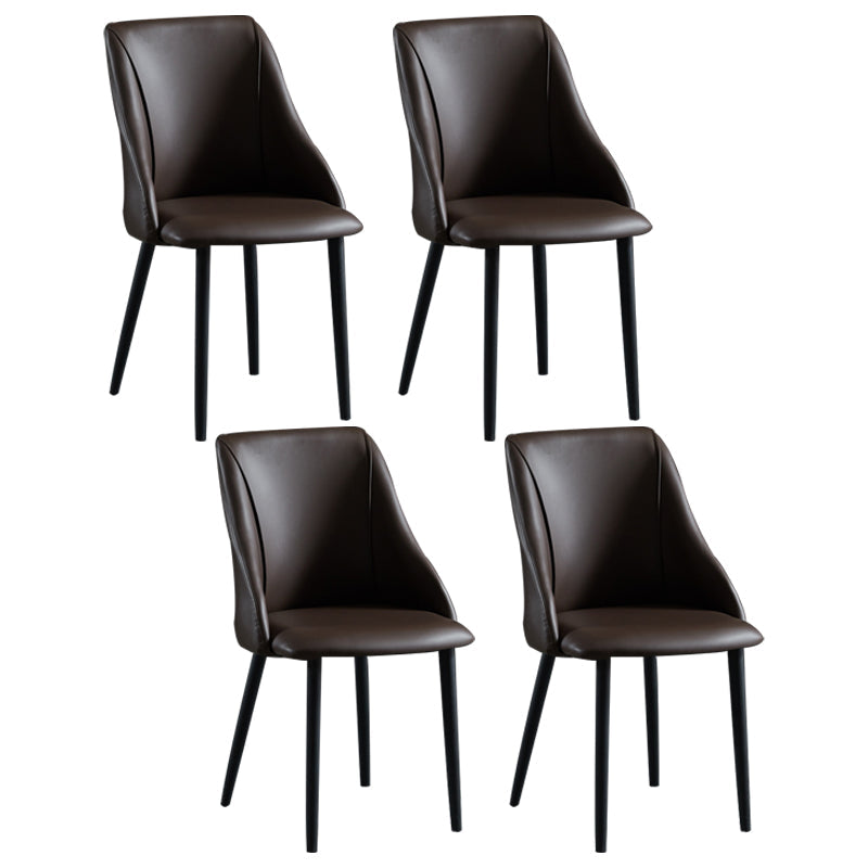 Leather Upholstered Armless Dining Chairs Home Side Chairs with Metal Legs Coffee 4 Piece Set Black Clearhalo ' kitchen&dining_furn' 'Dining Chairs' 'Dining Tables & Seating' 'dining_chair' 'furn' 'furn_dining_chair' 'Furniture' 'furniture_dining_chair' 'Kitchen & Dining Furniture' 'kitchen' 4055831