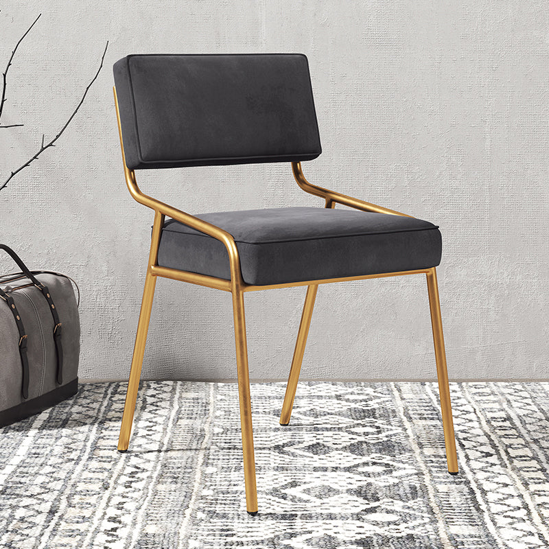 Industrial Home Side Chair Open Back Metal Upholstered Dining Room Chair Black 1 Piece Brass Gold Clearhalo ' kitchen&dining_furn' 'Dining Chairs' 'Dining Tables & Seating' 'dining_chair' 'furn' 'furn_dining_chair' 'Furniture' 'furniture_dining_chair' 'Kitchen & Dining Furniture' 'kitchen' 4055842