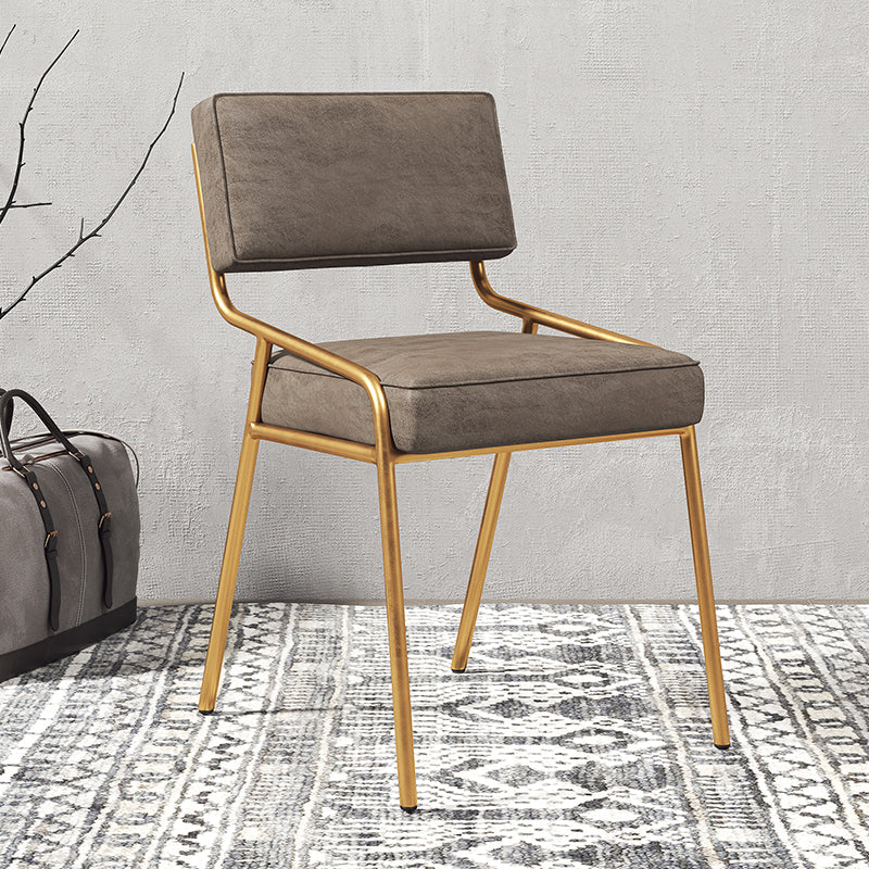 Industrial Home Side Chair Open Back Metal Upholstered Dining Room Chair Grey 1 Piece Brass Gold Clearhalo ' kitchen&dining_furn' 'Dining Chairs' 'Dining Tables & Seating' 'dining_chair' 'furn' 'furn_dining_chair' 'Furniture' 'furniture_dining_chair' 'Kitchen & Dining Furniture' 'kitchen' 4055853