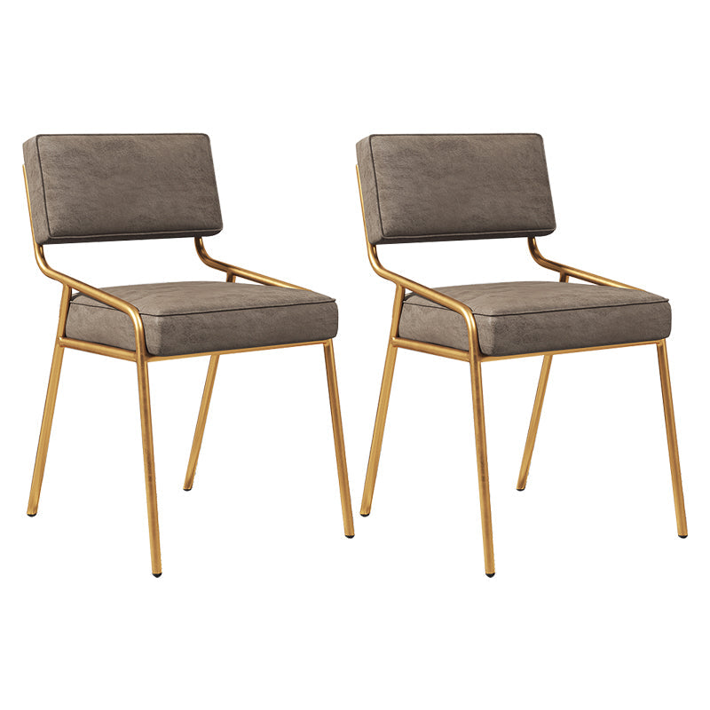 Industrial Home Side Chair Open Back Metal Upholstered Dining Room Chair Grey 2 Piece Set Brass Gold Clearhalo ' kitchen&dining_furn' 'Dining Chairs' 'Dining Tables & Seating' 'dining_chair' 'furn' 'furn_dining_chair' 'Furniture' 'furniture_dining_chair' 'Kitchen & Dining Furniture' 'kitchen' 4055854