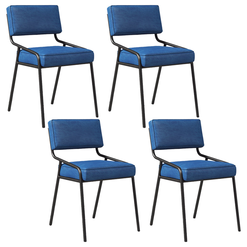 Industrial Home Side Chair Open Back Metal Upholstered Dining Room Chair Blue 4 Piece Set Black Clearhalo ' kitchen&dining_furn' 'Dining Chairs' 'Dining Tables & Seating' 'dining_chair' 'furn' 'furn_dining_chair' 'Furniture' 'furniture_dining_chair' 'Kitchen & Dining Furniture' 'kitchen' 4055858