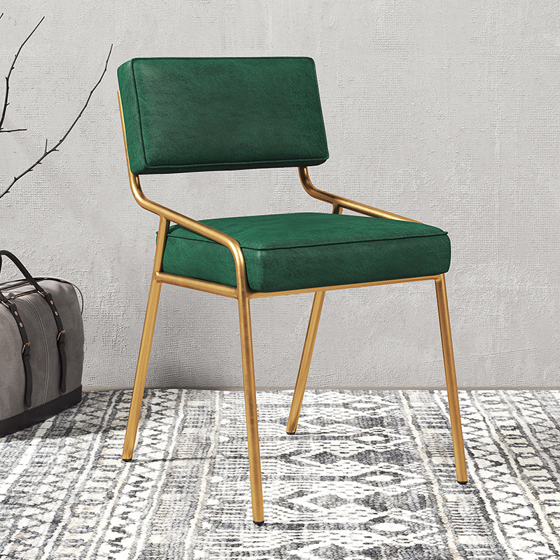 Industrial Home Side Chair Open Back Metal Upholstered Dining Room Chair Green 1 Piece Brass Gold Clearhalo ' kitchen&dining_furn' 'Dining Chairs' 'Dining Tables & Seating' 'dining_chair' 'furn' 'furn_dining_chair' 'Furniture' 'furniture_dining_chair' 'Kitchen & Dining Furniture' 'kitchen' 4055862