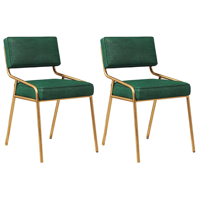 Industrial Home Side Chair Open Back Metal Upholstered Dining Room Chair Green 2 Piece Set Brass Gold Clearhalo ' kitchen&dining_furn' 'Dining Chairs' 'Dining Tables & Seating' 'dining_chair' 'furn' 'furn_dining_chair' 'Furniture' 'furniture_dining_chair' 'Kitchen & Dining Furniture' 'kitchen' 4055863