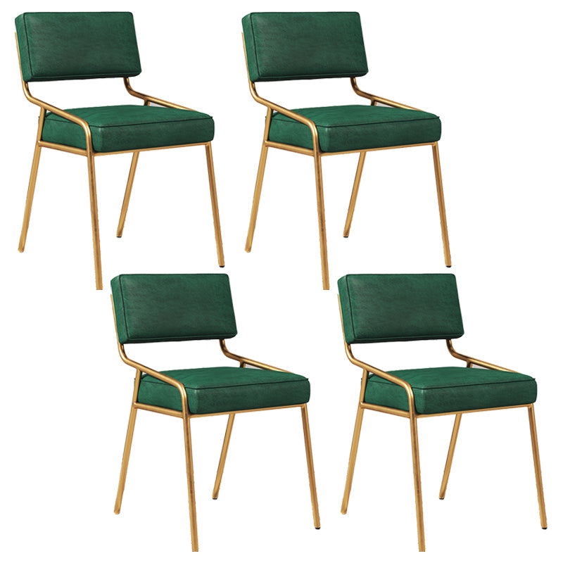 Industrial Home Side Chair Open Back Metal Upholstered Dining Room Chair Green 4 Piece Set Brass Gold Clearhalo ' kitchen&dining_furn' 'Dining Chairs' 'Dining Tables & Seating' 'dining_chair' 'furn' 'furn_dining_chair' 'Furniture' 'furniture_dining_chair' 'Kitchen & Dining Furniture' 'kitchen' 4055864