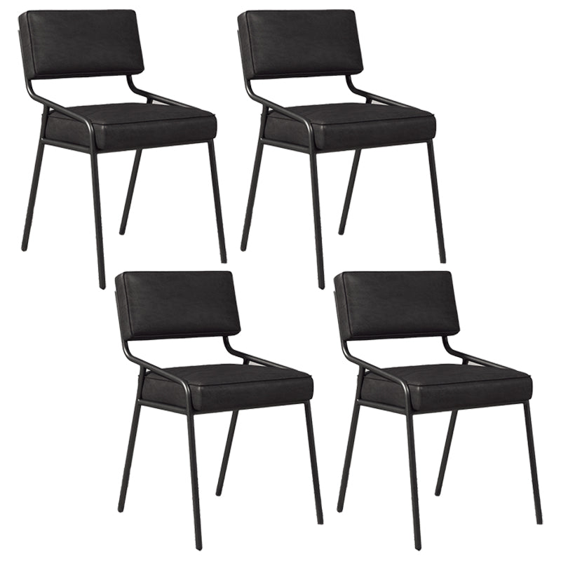 Industrial Home Side Chair Open Back Metal Upholstered Dining Room Chair Gloss Black 4 Piece Set Black Clearhalo ' kitchen&dining_furn' 'Dining Chairs' 'Dining Tables & Seating' 'dining_chair' 'furn' 'furn_dining_chair' 'Furniture' 'furniture_dining_chair' 'Kitchen & Dining Furniture' 'kitchen' 4055867