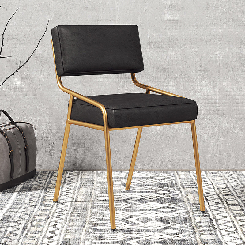 Industrial Home Side Chair Open Back Metal Upholstered Dining Room Chair Gloss Black 1 Piece Brass Gold Clearhalo ' kitchen&dining_furn' 'Dining Chairs' 'Dining Tables & Seating' 'dining_chair' 'furn' 'furn_dining_chair' 'Furniture' 'furniture_dining_chair' 'Kitchen & Dining Furniture' 'kitchen' 4055868