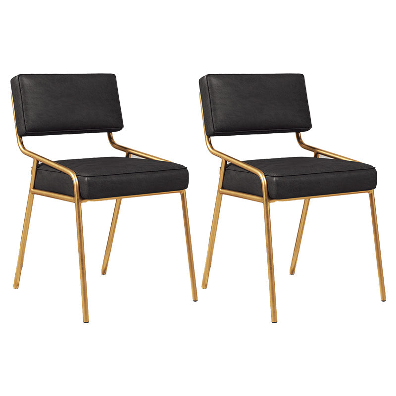 Industrial Home Side Chair Open Back Metal Upholstered Dining Room Chair Gloss Black 2 Piece Set Brass Gold Clearhalo ' kitchen&dining_furn' 'Dining Chairs' 'Dining Tables & Seating' 'dining_chair' 'furn' 'furn_dining_chair' 'Furniture' 'furniture_dining_chair' 'Kitchen & Dining Furniture' 'kitchen' 4055869