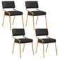 Industrial Home Side Chair Open Back Metal Upholstered Dining Room Chair Gloss Black 4 Piece Set Brass Gold Clearhalo ' kitchen&dining_furn' 'Dining Chairs' 'Dining Tables & Seating' 'dining_chair' 'furn' 'furn_dining_chair' 'Furniture' 'furniture_dining_chair' 'Kitchen & Dining Furniture' 'kitchen' 4055870