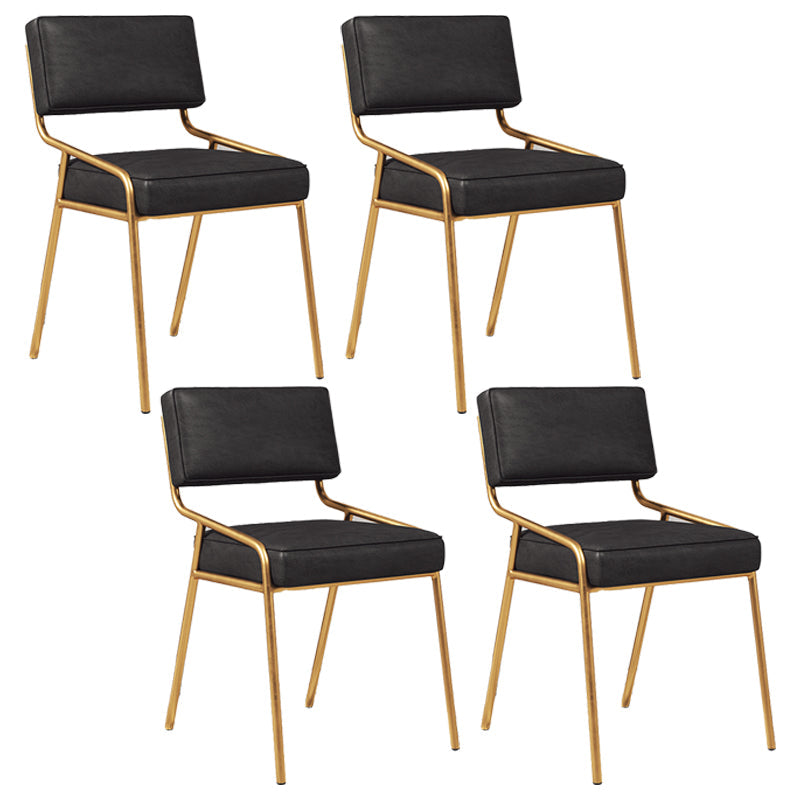 Industrial Home Side Chair Open Back Metal Upholstered Dining Room Chair Gloss Black 4 Piece Set Brass Gold Clearhalo ' kitchen&dining_furn' 'Dining Chairs' 'Dining Tables & Seating' 'dining_chair' 'furn' 'furn_dining_chair' 'Furniture' 'furniture_dining_chair' 'Kitchen & Dining Furniture' 'kitchen' 4055870
