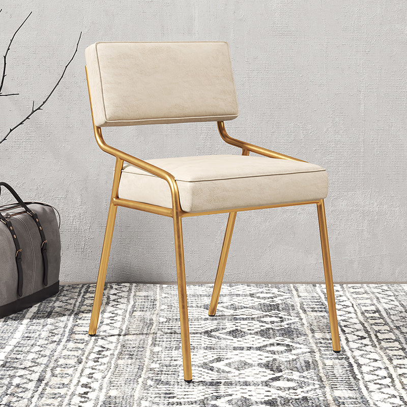 Industrial Home Side Chair Open Back Metal Upholstered Dining Room Chair Beige 1 Piece Brass Gold Clearhalo ' kitchen&dining_furn' 'Dining Chairs' 'Dining Tables & Seating' 'dining_chair' 'furn' 'furn_dining_chair' 'Furniture' 'furniture_dining_chair' 'Kitchen & Dining Furniture' 'kitchen' 4055877