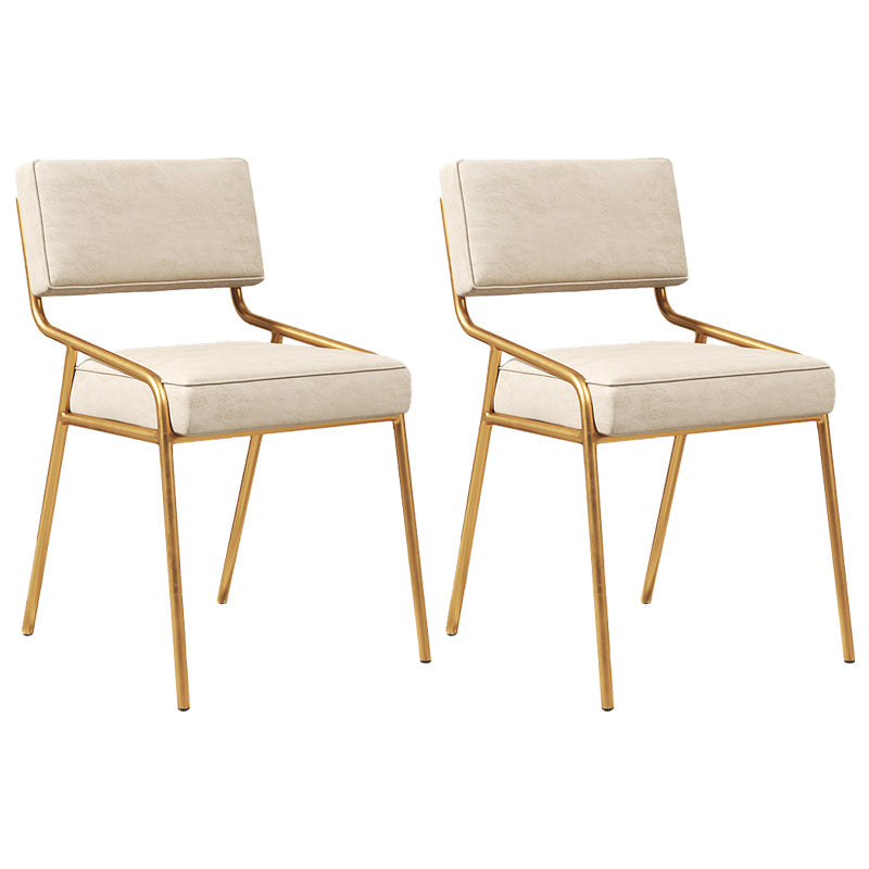 Industrial Home Side Chair Open Back Metal Upholstered Dining Room Chair Beige 2 Piece Set Brass Gold Clearhalo ' kitchen&dining_furn' 'Dining Chairs' 'Dining Tables & Seating' 'dining_chair' 'furn' 'furn_dining_chair' 'Furniture' 'furniture_dining_chair' 'Kitchen & Dining Furniture' 'kitchen' 4055878