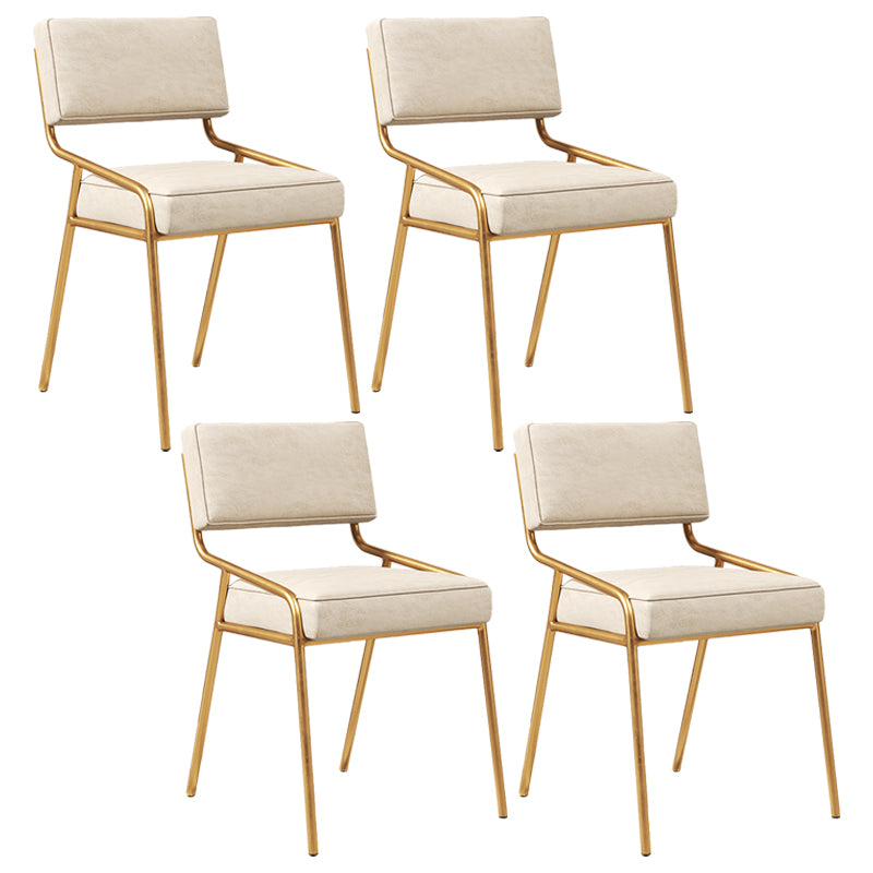 Industrial Home Side Chair Open Back Metal Upholstered Dining Room Chair Beige 4 Piece Set Brass Gold Clearhalo ' kitchen&dining_furn' 'Dining Chairs' 'Dining Tables & Seating' 'dining_chair' 'furn' 'furn_dining_chair' 'Furniture' 'furniture_dining_chair' 'Kitchen & Dining Furniture' 'kitchen' 4055879