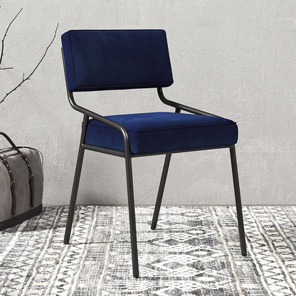 Industrial Home Side Chair Open Back Metal Upholstered Dining Room Chair Dark Blue 1 Piece Black Clearhalo ' kitchen&dining_furn' 'Dining Chairs' 'Dining Tables & Seating' 'dining_chair' 'furn' 'furn_dining_chair' 'Furniture' 'furniture_dining_chair' 'Kitchen & Dining Furniture' 'kitchen' 4055880