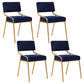 Industrial Home Side Chair Open Back Metal Upholstered Dining Room Chair Dark Blue 4 Piece Set Brass Gold Clearhalo ' kitchen&dining_furn' 'Dining Chairs' 'Dining Tables & Seating' 'dining_chair' 'furn' 'furn_dining_chair' 'Furniture' 'furniture_dining_chair' 'Kitchen & Dining Furniture' 'kitchen' 4055885