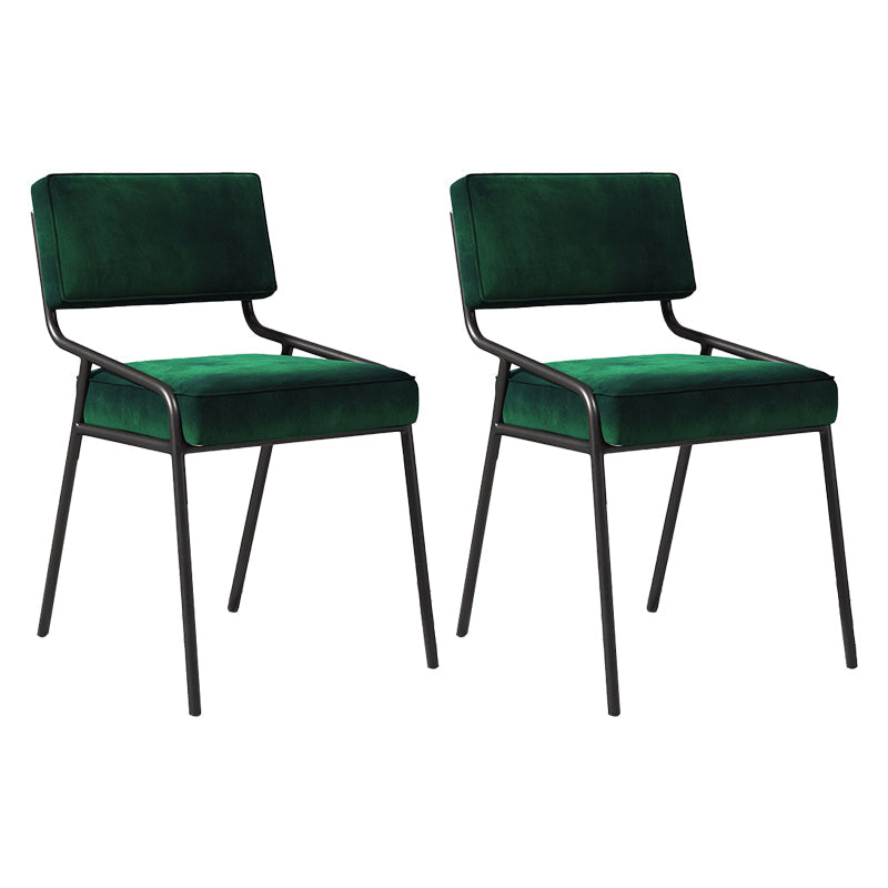 Industrial Home Side Chair Open Back Metal Upholstered Dining Room Chair Blackish Green 2 Piece Set Black Clearhalo ' kitchen&dining_furn' 'Dining Chairs' 'Dining Tables & Seating' 'dining_chair' 'furn' 'furn_dining_chair' 'Furniture' 'furniture_dining_chair' 'Kitchen & Dining Furniture' 'kitchen' 4055887