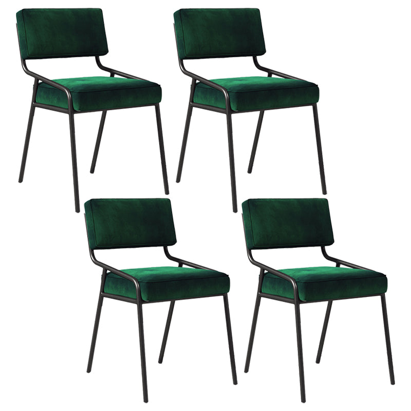 Industrial Home Side Chair Open Back Metal Upholstered Dining Room Chair Blackish Green 4 Piece Set Black Clearhalo ' kitchen&dining_furn' 'Dining Chairs' 'Dining Tables & Seating' 'dining_chair' 'furn' 'furn_dining_chair' 'Furniture' 'furniture_dining_chair' 'Kitchen & Dining Furniture' 'kitchen' 4055888