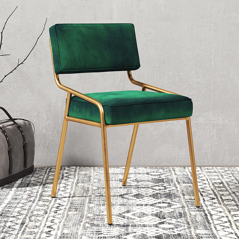 Industrial Home Side Chair Open Back Metal Upholstered Dining Room Chair Blackish Green 1 Piece Brass Gold Clearhalo ' kitchen&dining_furn' 'Dining Chairs' 'Dining Tables & Seating' 'dining_chair' 'furn' 'furn_dining_chair' 'Furniture' 'furniture_dining_chair' 'Kitchen & Dining Furniture' 'kitchen' 4055889