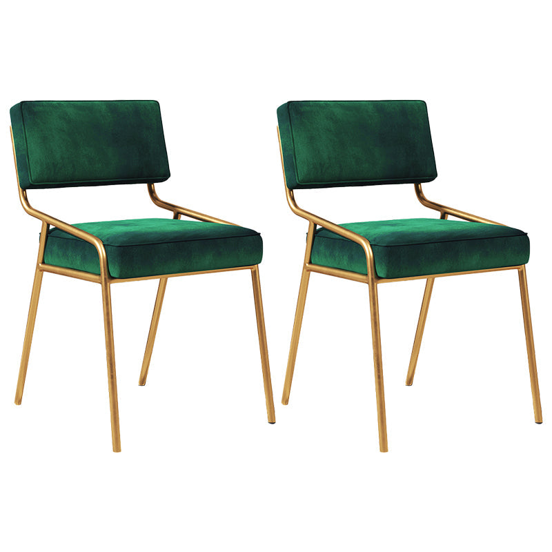 Industrial Home Side Chair Open Back Metal Upholstered Dining Room Chair Blackish Green 2 Piece Set Brass Gold Clearhalo ' kitchen&dining_furn' 'Dining Chairs' 'Dining Tables & Seating' 'dining_chair' 'furn' 'furn_dining_chair' 'Furniture' 'furniture_dining_chair' 'Kitchen & Dining Furniture' 'kitchen' 4055890