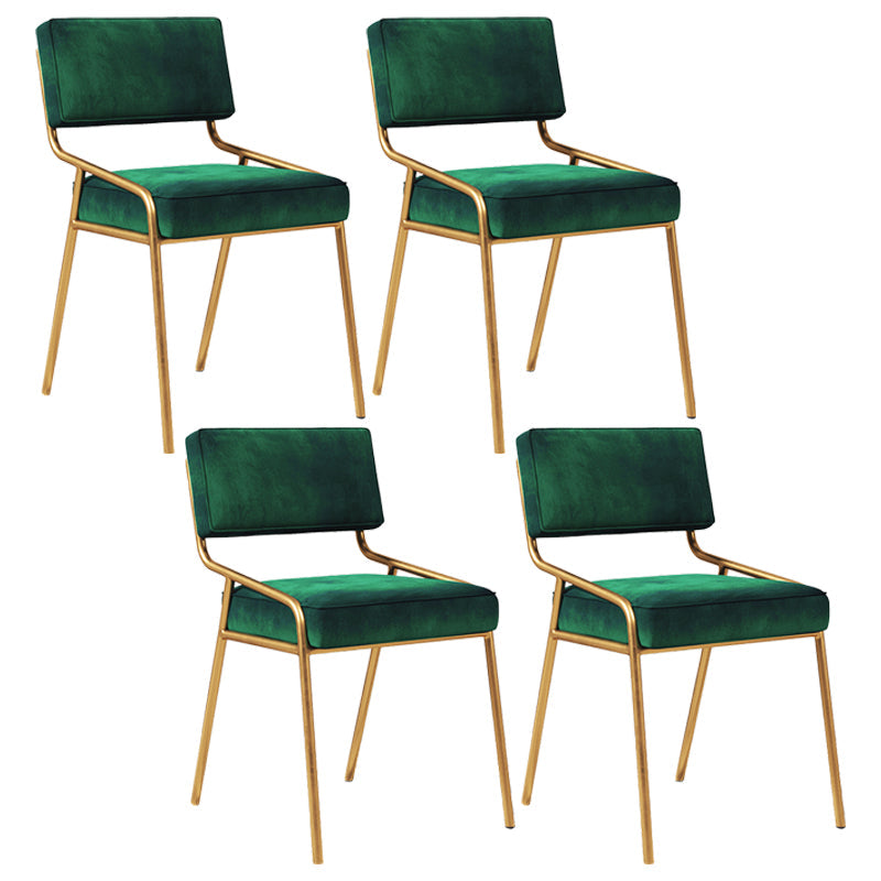 Industrial Home Side Chair Open Back Metal Upholstered Dining Room Chair Blackish Green 4 Piece Set Brass Gold Clearhalo ' kitchen&dining_furn' 'Dining Chairs' 'Dining Tables & Seating' 'dining_chair' 'furn' 'furn_dining_chair' 'Furniture' 'furniture_dining_chair' 'Kitchen & Dining Furniture' 'kitchen' 4055891
