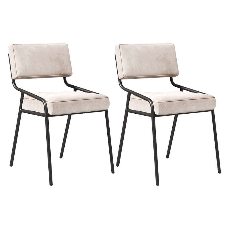 Industrial Home Side Chair Open Back Metal Upholstered Dining Room Chair Off-White 2 Piece Set Black Clearhalo ' kitchen&dining_furn' 'Dining Chairs' 'Dining Tables & Seating' 'dining_chair' 'furn' 'furn_dining_chair' 'Furniture' 'furniture_dining_chair' 'Kitchen & Dining Furniture' 'kitchen' 4055893