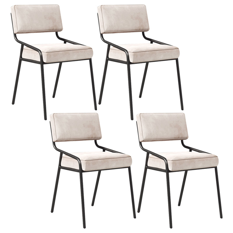 Industrial Home Side Chair Open Back Metal Upholstered Dining Room Chair Off-White 4 Piece Set Black Clearhalo ' kitchen&dining_furn' 'Dining Chairs' 'Dining Tables & Seating' 'dining_chair' 'furn' 'furn_dining_chair' 'Furniture' 'furniture_dining_chair' 'Kitchen & Dining Furniture' 'kitchen' 4055894