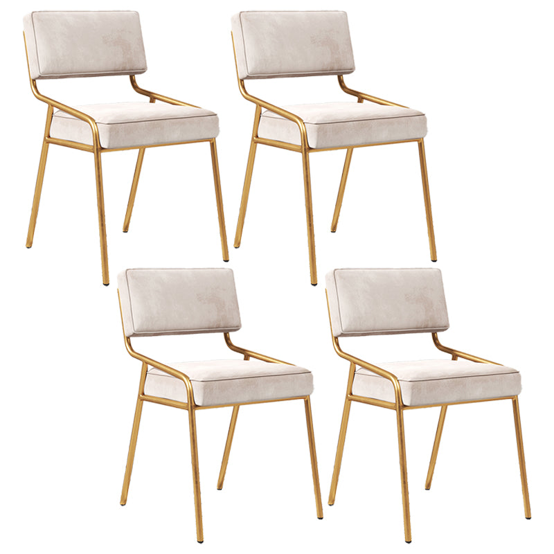 Industrial Home Side Chair Open Back Metal Upholstered Dining Room Chair Off-White 4 Piece Set Brass Gold Clearhalo ' kitchen&dining_furn' 'Dining Chairs' 'Dining Tables & Seating' 'dining_chair' 'furn' 'furn_dining_chair' 'Furniture' 'furniture_dining_chair' 'Kitchen & Dining Furniture' 'kitchen' 4055897