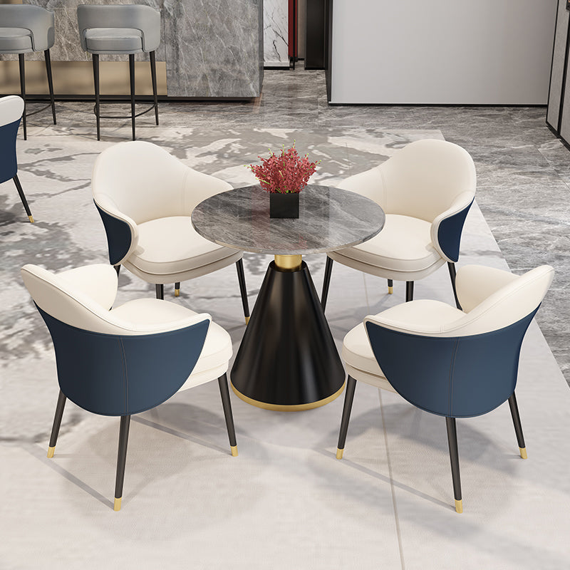Glam Metal Dining Room Chairs PU Leather Dining Arm Chair for Restaurant Use Clearhalo ' kitchen&dining_furn' 'Dining Chairs' 'Dining Tables & Seating' 'dining_chair' 'furn' 'furn_dining_chair' 'Furniture' 'furniture_dining_chair' 'Kitchen & Dining Furniture' 'kitchen' 4055902