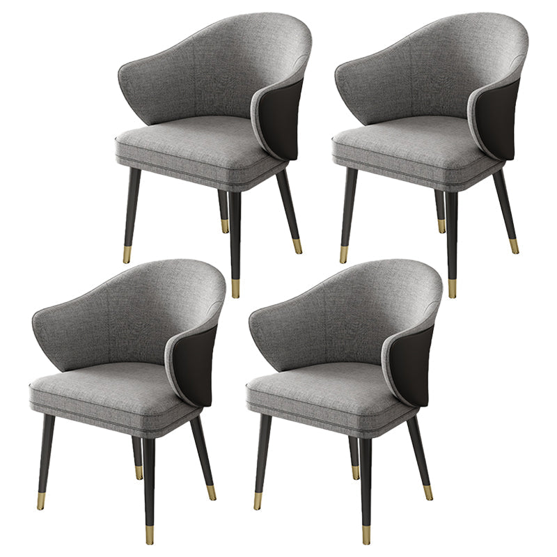 Glam Metal Dining Room Chairs PU Leather Dining Arm Chair for Restaurant Use Black-Gray 4 Piece Set Clearhalo ' kitchen&dining_furn' 'Dining Chairs' 'Dining Tables & Seating' 'dining_chair' 'furn' 'furn_dining_chair' 'Furniture' 'furniture_dining_chair' 'Kitchen & Dining Furniture' 'kitchen' 4055903