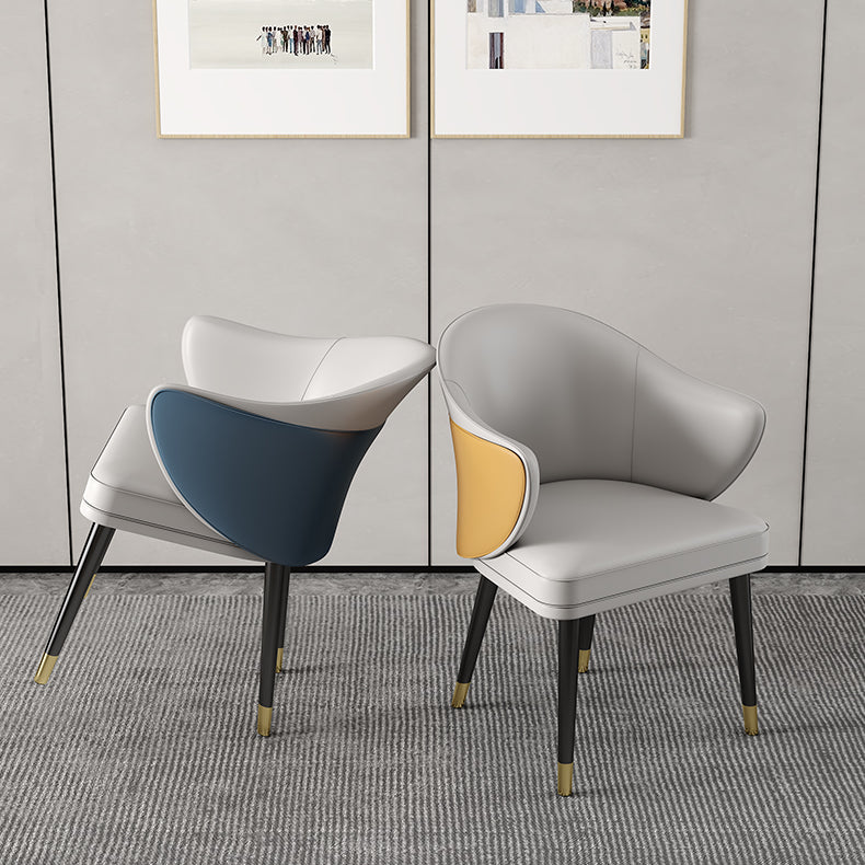 Glam Metal Dining Room Chairs PU Leather Dining Arm Chair for Restaurant Use Clearhalo ' kitchen&dining_furn' 'Dining Chairs' 'Dining Tables & Seating' 'dining_chair' 'furn' 'furn_dining_chair' 'Furniture' 'furniture_dining_chair' 'Kitchen & Dining Furniture' 'kitchen' 4055906