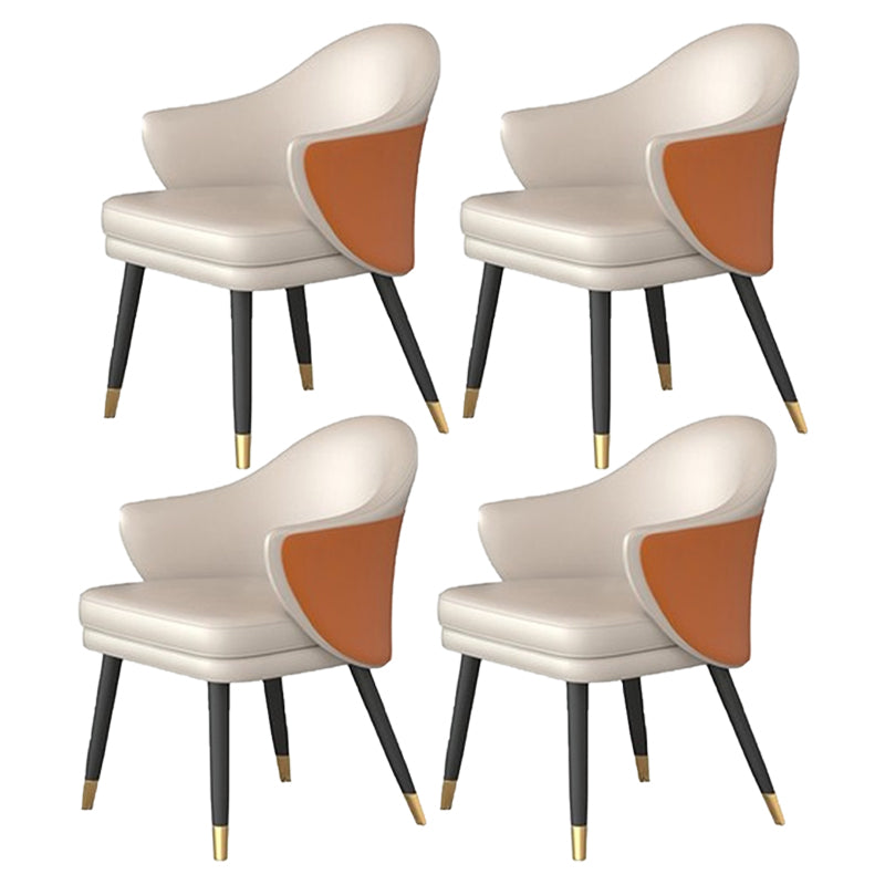 Glam Metal Dining Room Chairs PU Leather Dining Arm Chair for Restaurant Use White-Saffron 4 Piece Set Clearhalo ' kitchen&dining_furn' 'Dining Chairs' 'Dining Tables & Seating' 'dining_chair' 'furn' 'furn_dining_chair' 'Furniture' 'furniture_dining_chair' 'Kitchen & Dining Furniture' 'kitchen' 4055909