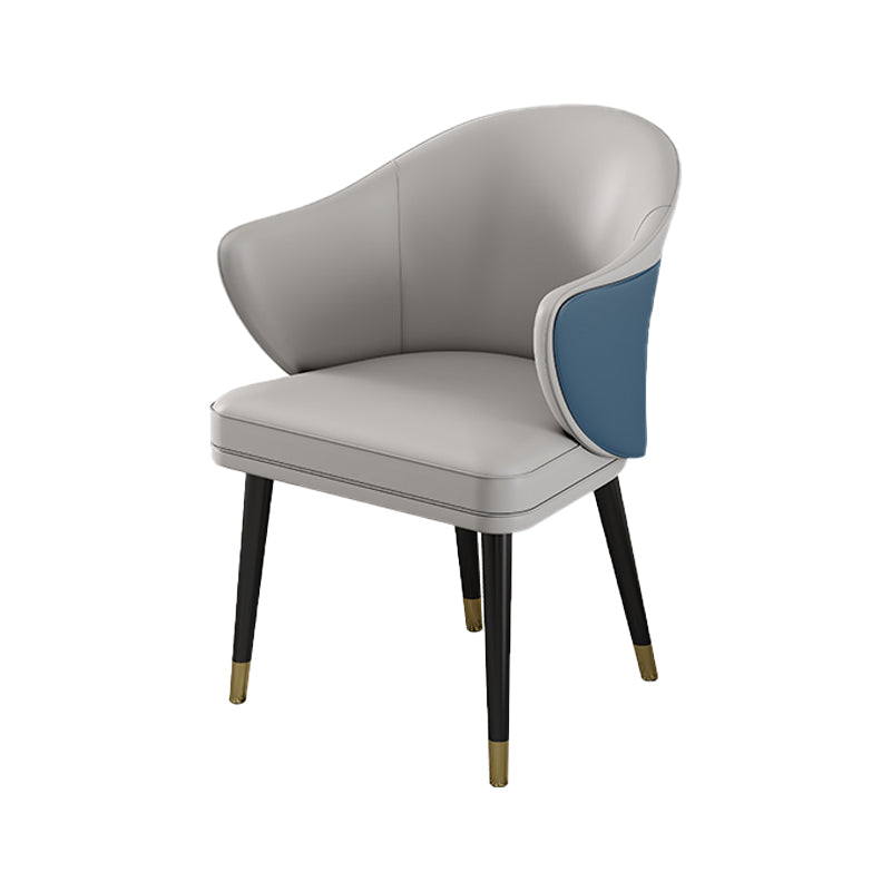 Glam Metal Dining Room Chairs PU Leather Dining Arm Chair for Restaurant Use Gray-Blue 1 Piece Clearhalo ' kitchen&dining_furn' 'Dining Chairs' 'Dining Tables & Seating' 'dining_chair' 'furn' 'furn_dining_chair' 'Furniture' 'furniture_dining_chair' 'Kitchen & Dining Furniture' 'kitchen' 4055918