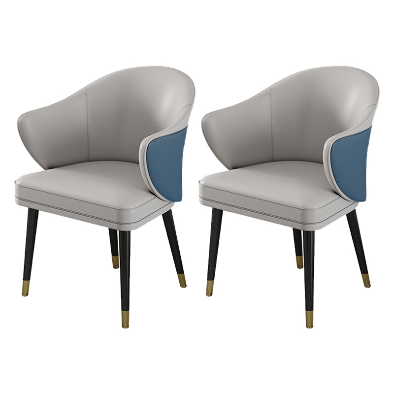 Glam Metal Dining Room Chairs PU Leather Dining Arm Chair for Restaurant Use Gray-Blue 2 Piece Set Clearhalo ' kitchen&dining_furn' 'Dining Chairs' 'Dining Tables & Seating' 'dining_chair' 'furn' 'furn_dining_chair' 'Furniture' 'furniture_dining_chair' 'Kitchen & Dining Furniture' 'kitchen' 4055920