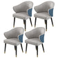 Glam Metal Dining Room Chairs PU Leather Dining Arm Chair for Restaurant Use Gray-Blue 4 Piece Set Clearhalo ' kitchen&dining_furn' 'Dining Chairs' 'Dining Tables & Seating' 'dining_chair' 'furn' 'furn_dining_chair' 'Furniture' 'furniture_dining_chair' 'Kitchen & Dining Furniture' 'kitchen' 4055921