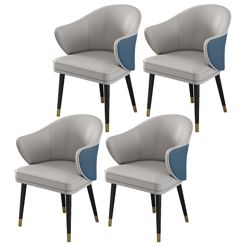Glam Metal Dining Room Chairs PU Leather Dining Arm Chair for Restaurant Use Gray-Blue 4 Piece Set Clearhalo ' kitchen&dining_furn' 'Dining Chairs' 'Dining Tables & Seating' 'dining_chair' 'furn' 'furn_dining_chair' 'Furniture' 'furniture_dining_chair' 'Kitchen & Dining Furniture' 'kitchen' 4055921