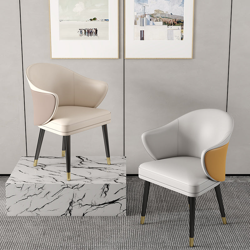 Glam Metal Dining Room Chairs PU Leather Dining Arm Chair for Restaurant Use Clearhalo ' kitchen&dining_furn' 'Dining Chairs' 'Dining Tables & Seating' 'dining_chair' 'furn' 'furn_dining_chair' 'Furniture' 'furniture_dining_chair' 'Kitchen & Dining Furniture' 'kitchen' 4055922