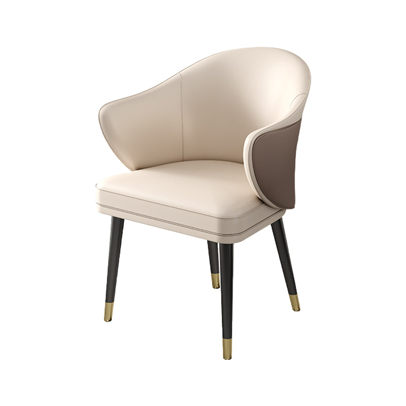 Glam Metal Dining Room Chairs PU Leather Dining Arm Chair for Restaurant Use White-Brown 1 Piece Clearhalo ' kitchen&dining_furn' 'Dining Chairs' 'Dining Tables & Seating' 'dining_chair' 'furn' 'furn_dining_chair' 'Furniture' 'furniture_dining_chair' 'Kitchen & Dining Furniture' 'kitchen' 4055923