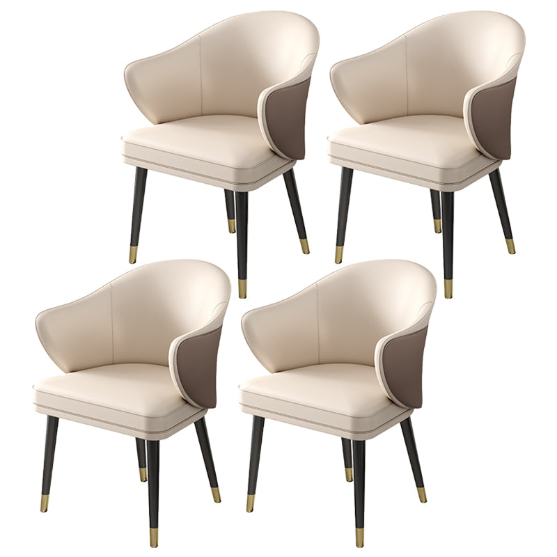 Glam Metal Dining Room Chairs PU Leather Dining Arm Chair for Restaurant Use White-Brown 4 Piece Set Clearhalo ' kitchen&dining_furn' 'Dining Chairs' 'Dining Tables & Seating' 'dining_chair' 'furn' 'furn_dining_chair' 'Furniture' 'furniture_dining_chair' 'Kitchen & Dining Furniture' 'kitchen' 4055927